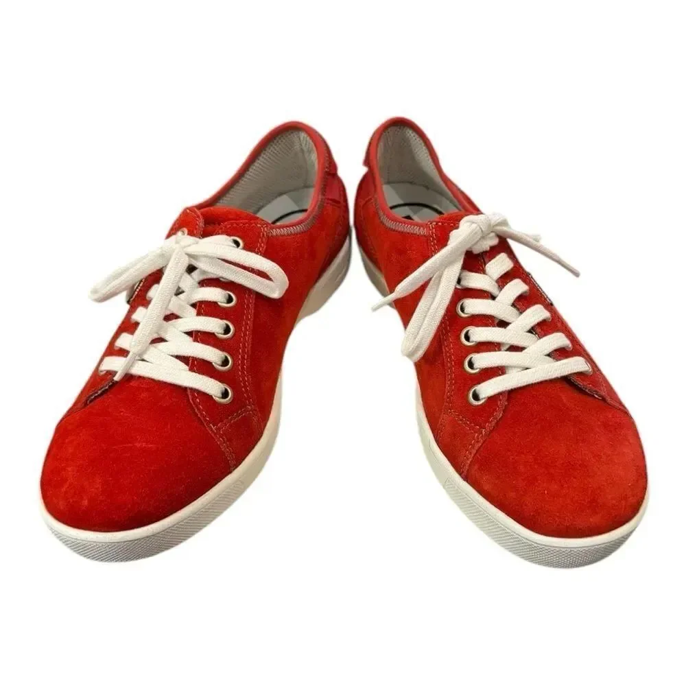 New Romika Women's Red Suede Leather Lace-up Sneakers 37